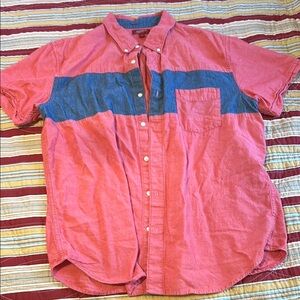 Arizona Jeans button up salmon colored shirt